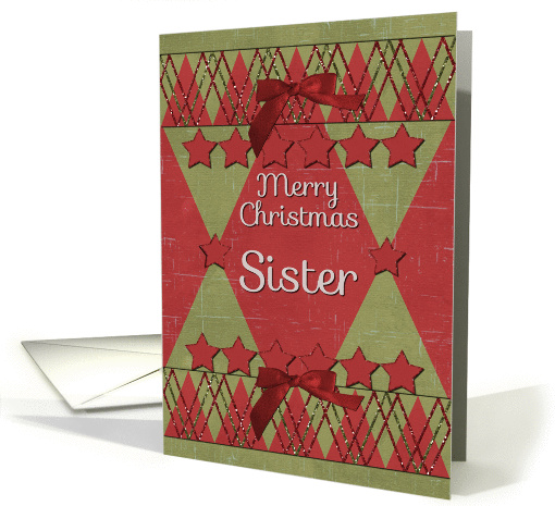Merry Christmas Sister Scrapbook Style Stars and Glitter Effects card