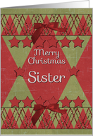 Merry Christmas Sister Scrapbook Style Stars and Glitter Effects card