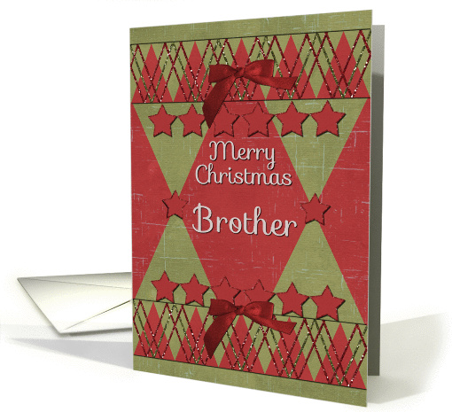 Merry Christmas Brother Scrapbook Style Stars and Glitter card