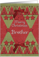 Merry Christmas Brother Scrapbook Style Stars and Glitter card
