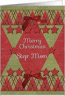 Merry Christmas Step Mom Scrapbook Style Stars and Glitter card