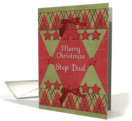 Merry Christmas Step Dad Scrapbook Style Stars and Glitter card