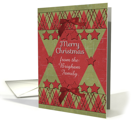 Merry Christmas Custom Name Scrapbook Style Stars and Glitter card