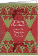 Merry Christmas Custom Name Scrapbook Style Stars and Glitter card