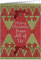 Merry Christmas From All of Us Scrapbook Style Stars and Glitter card
