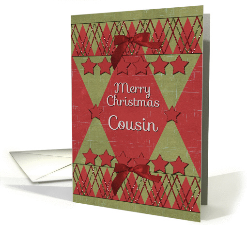 Merry Christmas Cousin Scrapbook Style Stars and Glitter card