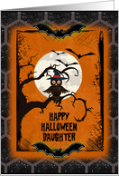 Happy Halloween Daughter Spooky Tree with Owl and Bats card