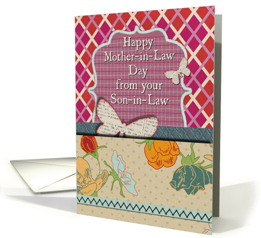 Happy Mother-in-Law Day From Son in Law Flowers and Butterflies card