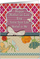 Happy Mother-in-Law Day Like a Mother to Me Flowers and Butterflies card