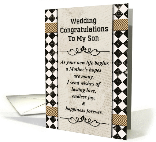 Wedding Congratulations to Son from Mother Checkerboard... (1176680)