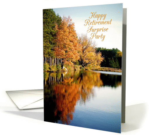 Happy Retirement Surprise Party Invitation Autumn on the Lake card