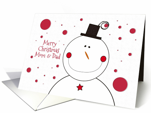 Mom and Dad Christmas Smiling Snowman with Top Hat card (1181256)