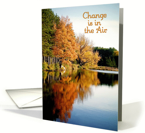 Name Change Announcement Autumn Colors on the Lake Reflections card