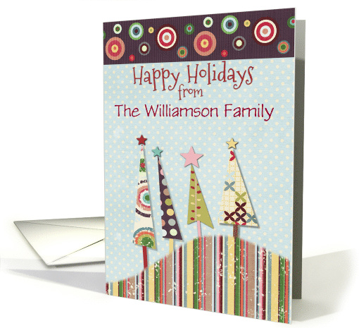Happy Holidays Personlized Name Colorful Patterned Trees... (1187260)
