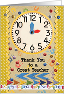 Thank You Teacher Colorful School Clock card