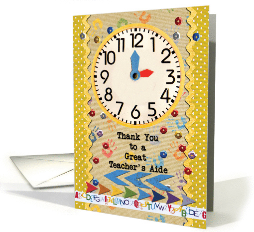 Thank You Teacher Aide Colorful School Clock card (1193974)