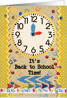 Back to School Time Colorful School Clock card