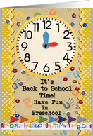 Back to School Time Preschool Fun Colorful School Clock card