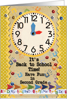Back to School Time Second Grade Fun Colorful School Clock card