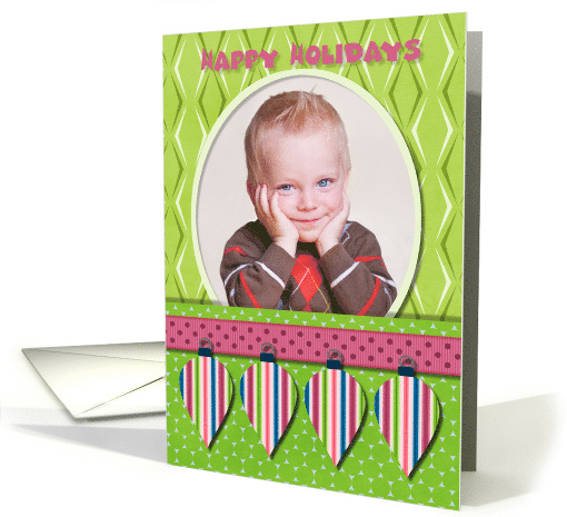 Happy Holidays Colorful Ornaments Custom Photo card (1194806)