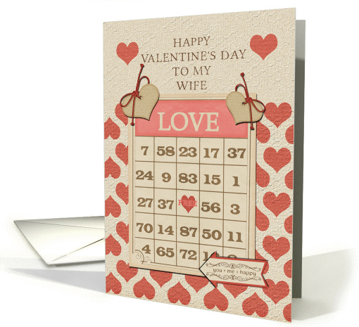 Happy Valentine's Day to my Wife Bingo Card and Hearts card (1225204)