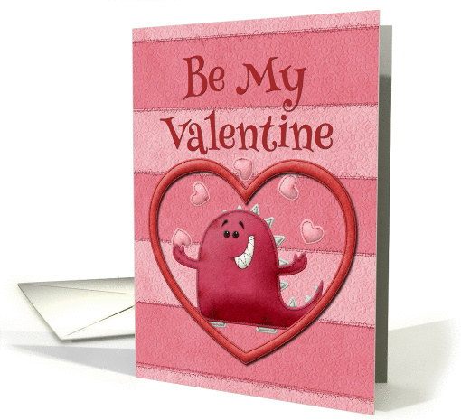 Happy Valentine's Day Be My Valentine Monster and Hearts card