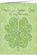 Happy St. Patrick’s Day to my Parents Irish Blessing Four Leaf Clover card