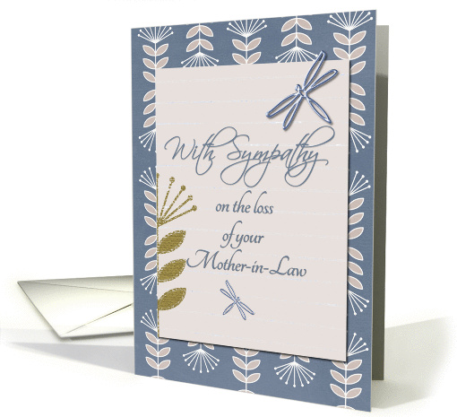 Sympathy Loss of Mother-in-Law Dragonflies and Flowers card (1237864)