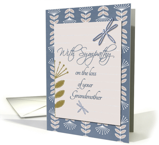 Sympathy Loss of Grandmother Dragonflies and Flowers card (1237876)