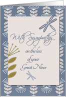 Sympathy Loss of Great Niece Dragonflies and Flowers card