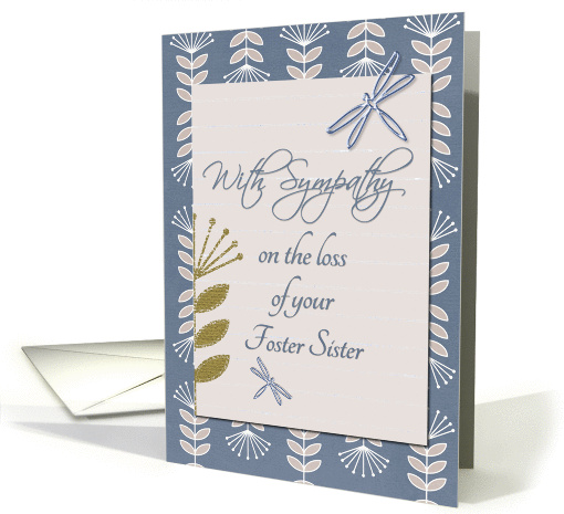 With Sympathy for Loss of Foster Sister Dragonflies and Flowers card