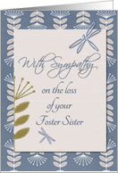 With Sympathy for Loss of Foster Sister Dragonflies and Flowers card