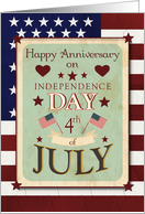 Happy Anniversary on 4th of July Independence Day Stars and Stripes card