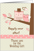 Thank You for the Wedding Gift Owl Couple in Tree with Polka Dots card