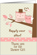 Thank You for the Shower Gift Owl Couple in Tree with Polka Dots card