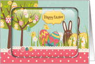 Happy Easter Egg Tree, Bunny and Polka Dots card