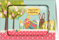 Happy Easter Grandma Egg Tree, Bunny and Polka Dots card