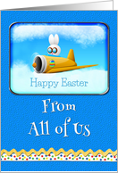 Happy Easter From All of Us Bunny Flying Plane card