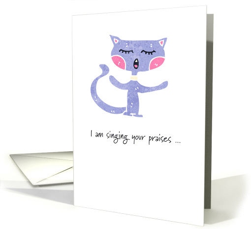 Thank You Best Catsitter Ever Purple Cat Singing Praises card