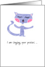 Thank You Best Catsitter Ever Purple Cat Singing Praises card