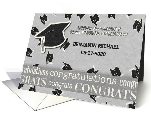 High School Graduation Custom Name and Date Congratulations card