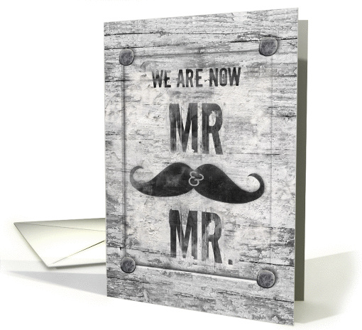 Gay Wedding Announcement Rustic Grunge Mustache card (1263096)