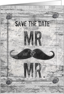 Gay Wedding Save the Date Rustic Grunge Mustache card
