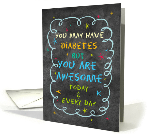 Juvenile Diabetes Encouragement Feel Better Chalkboard and Stars card