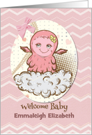 Welcome Baby Congratulations Custom Name Cute Pink Baby Monster card