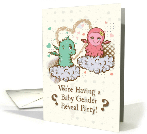 Baby Gender Reveal Party Invitation Cute Little Baby Monsters card