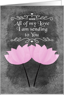 Valentine’s Day Sending Love Pink Flowers to Lesbian Partner card