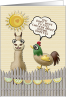 Children’s Diabetes Feel Better Encouragement Chicken and Llama card