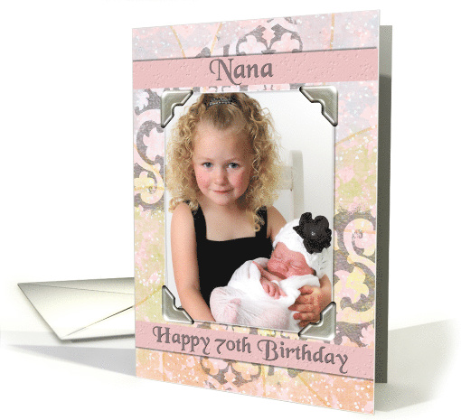 Happy 70th Birthday Nana Pretty Swirls Custom Photo card (1295570)