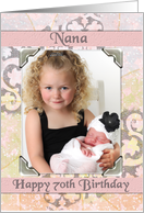 Happy 70th Birthday Nana Pretty Swirls Custom Photo card